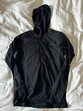 Patagonia R1 Hoody - ASYMMETRIC ZIP - Med Black Half-Zip